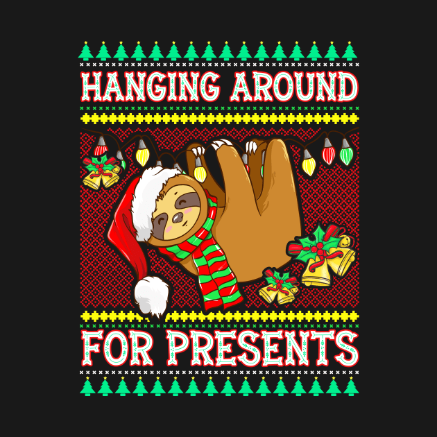 Funny Christmas Sloth Hanging Around For Presents Xmas Gift by Ramadangonim