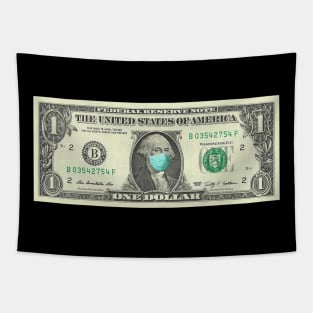 Dollar bill with a mask Tapestry