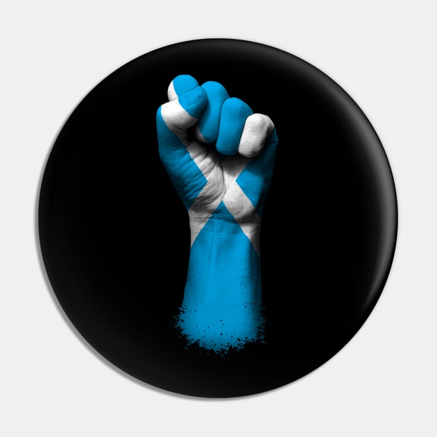 Flag of Scotland on a Raised Clenched Fist Pin by jeffbartels