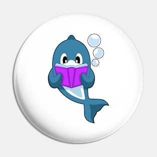 Dolphin Reading Book Pin