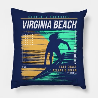 Retro Surfing Virginia Beach, Virginia // Vintage Surfer Beach // Surfer's Paradise Pillow