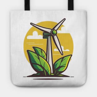 Stay Fashionable and Make a Difference with the Wind Turbine Cartoon Tote