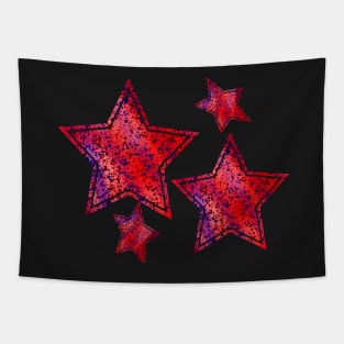 Red and Blue Splatter Stars Tapestry