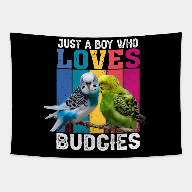 Rainbow Wings: Just A Boy Who Loves Budgies Graphic Tee Tapestry by HOuseColorFULL