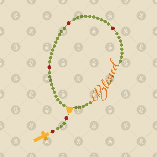 Blessed Colorful Rosary Fall Typography Thanksgiving by Brasilia Catholic