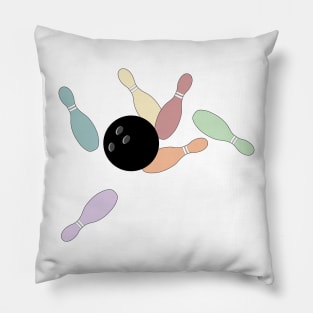 Bowling Ball and Colorful Pins Design Pillow