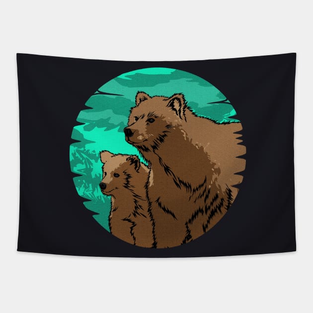 bear mother cub Tapestry by ThyShirtProject - Affiliate