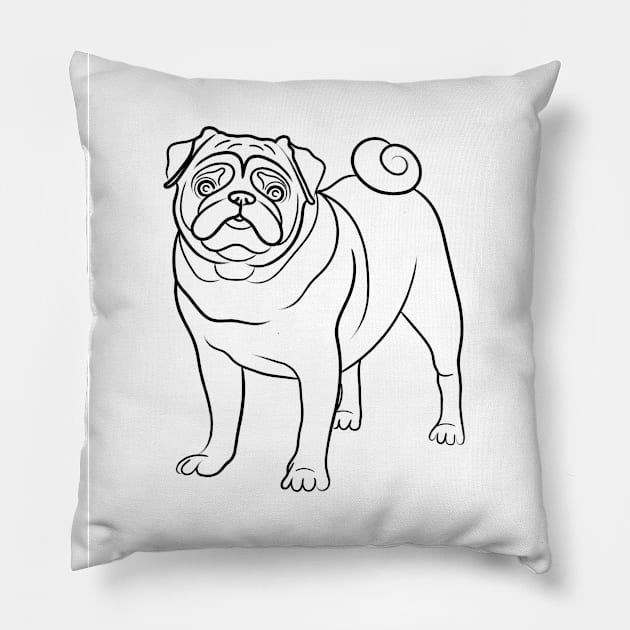 Pug Line Drawing Pillow by AdamRegester