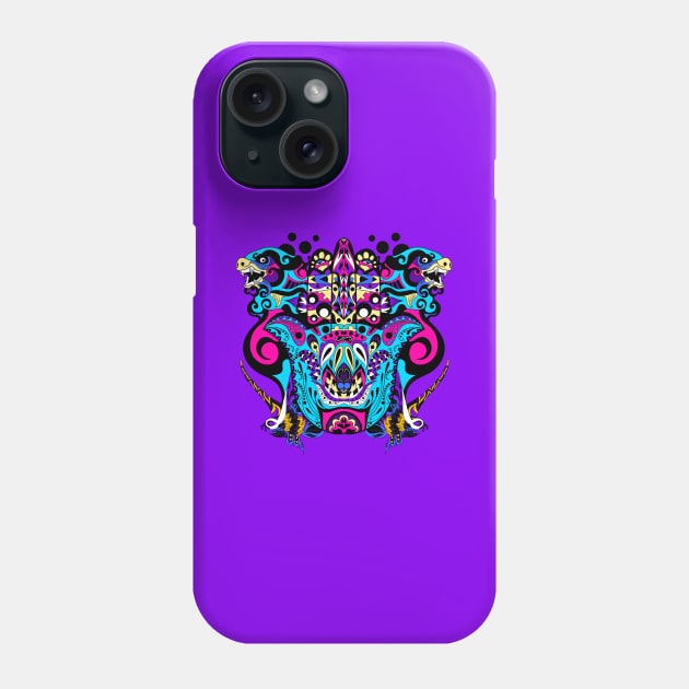 dogs and moths in mandala madness kaiju wallpaper vector art Phone Case by jorge_lebeau