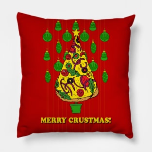 Merry Crustmas Pizza Christmas Tree Pillow
