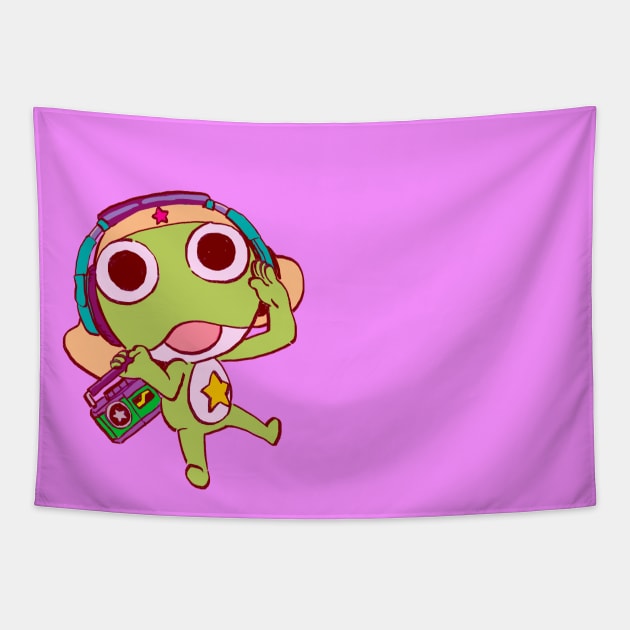 I draw pastel keroro jamming with a boombox and headphone / Sergeant Keroro Tapestry by mudwizard