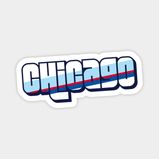 Retro Chicago Word Art with Stripes CHI Magnet