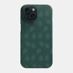 Forest Green, Leaf Botanical Pattern, Line Art, Minimalist Phone Case