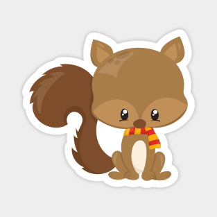 Cute Squirrel, Baby Squirrel, Squirrel With Scarf Magnet