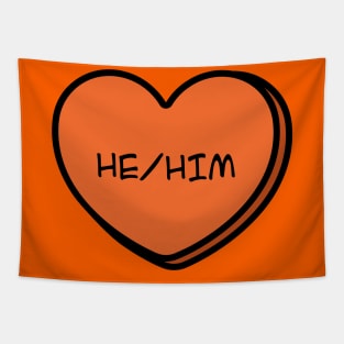 Pronoun He/Him Conversation Heart in Orange Tapestry