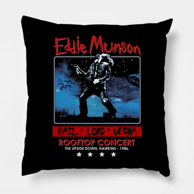 Eddie Munson's Rooftop Concert Pillow by NerdShizzle