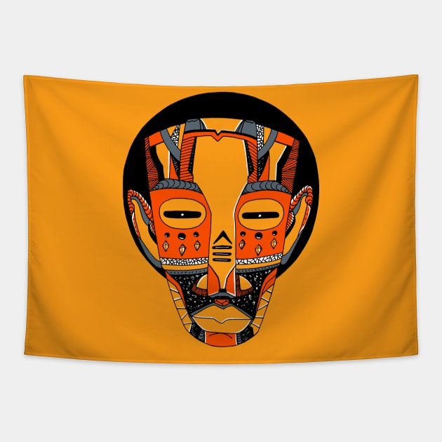 Orangrey African Mask No 3 Tapestry by kenallouis