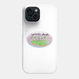 Espiritu Santo watercolor Island travel, beach, sea and palm trees. Holidays and vacation, summer and relaxation Phone Case