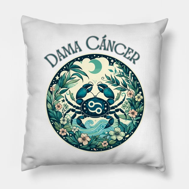 Spanish Embrace: Cancer Serenity"- Zodiac Horoscope Star Signs Pillow by stickercuffs