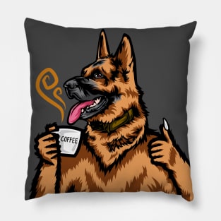 German Shepherd Coffee Design Drawing Portrait Head Funny Pillow