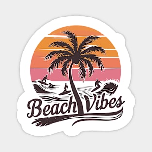 Beach Vibes Retro Surfer Palm Beach Vacation Magnet