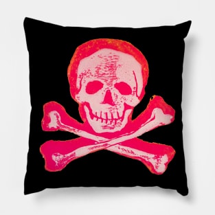 Skull & Crossbones in Sketchy Pink and White Pillow