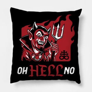 Oh Hell No - Funny Vintage Red Devil Pillow