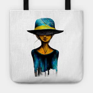 Elegant woman with a hat Tote