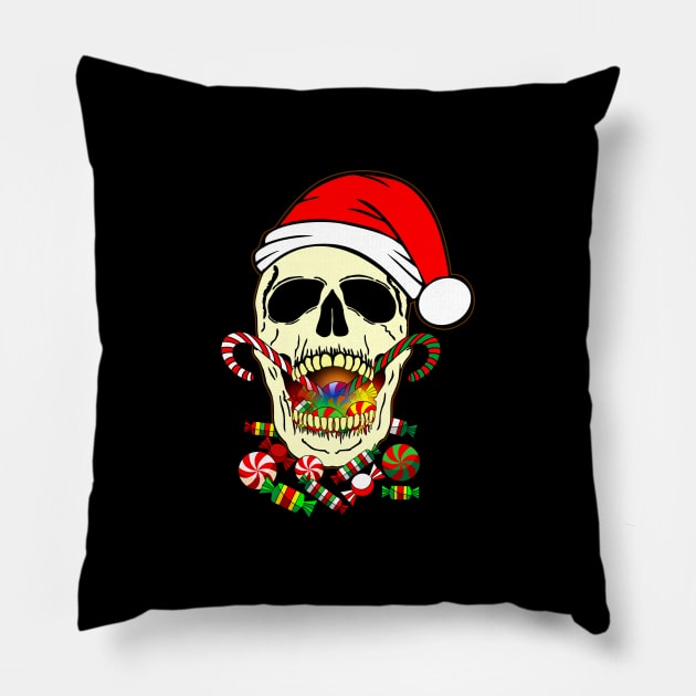 Skull Christmas Santa Claus 3# Pillow by Korvus78