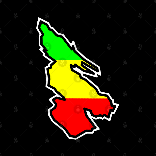 Salt Spring Island Silhouette in Rasta Rastafarian Flag Colours - Rastafari - Salt Spring Island by Bleeding Red Paint