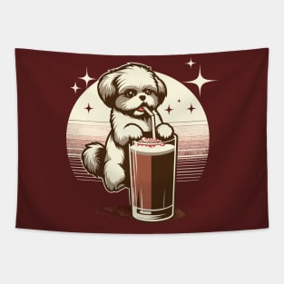 Shih Tzu Puppy Loves Hot Chocolate With Marshmellows Tapestry