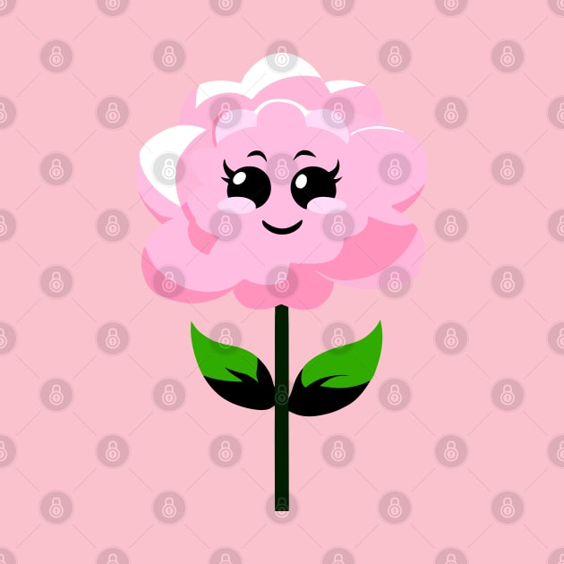 Pink Flower - Carnation, Cute Kawaii by Ravenglow