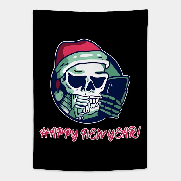 funny new year skeleton for grumpy grown-ups Tapestry by Johan13