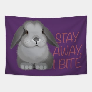 "Stay away, I bite" bunny Tapestry