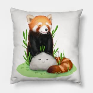 The famous red panda and stone (without background) 3-rd version Pillow