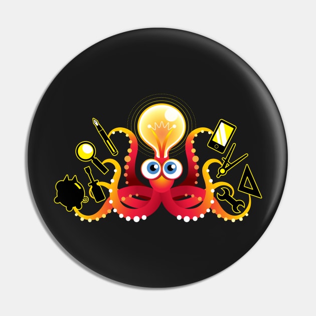 Cute Multi-Tasking Octopus Genius Pin by Liyin Yeo