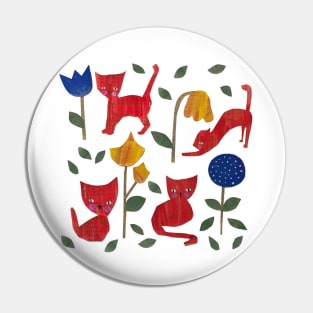 cat and flower pattern Pin