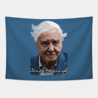 David Attenborough signed portrait Tapestry