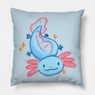 Blue and pink axolotl Sobre Alba Pillow