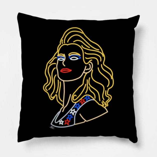 Neon Liberty Belle Pillow by SpectreSparkC