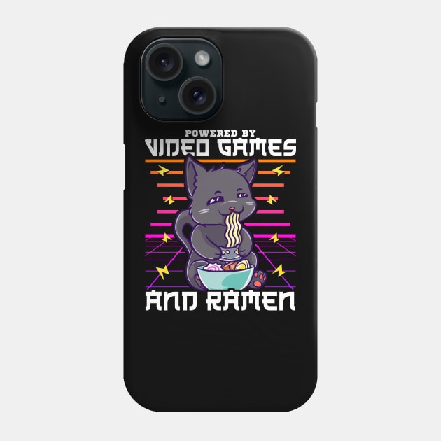 Powered By Video Games & Ramen Anime Cat Phone Case by theperfectpresents