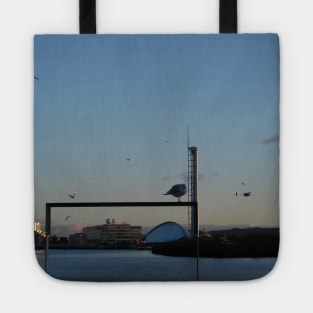 Scottish Photography Series (Vectorized) - Seagull Flock Over the Clyde Tote