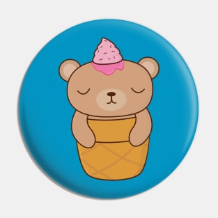 Cute Brown Bear Ice Cream T-Shirt Pin