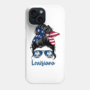 Louisiana girl Messy bun , American Girl , Louisiana Flag Phone Case