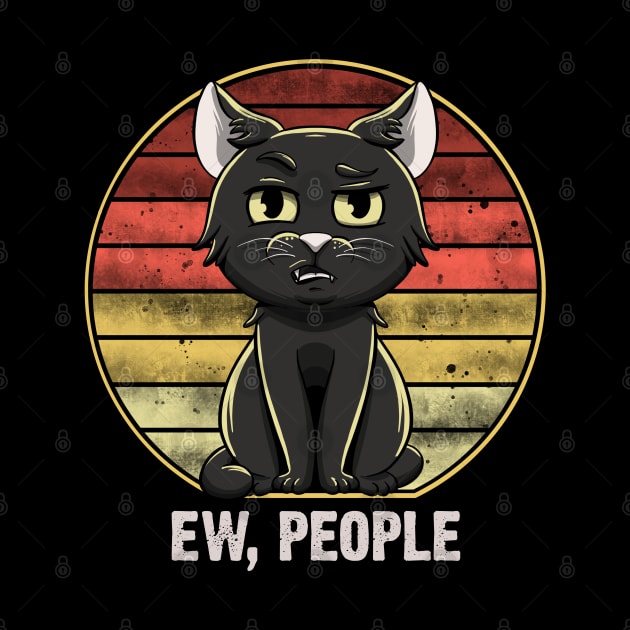 Ew People Black Cat Vintage Retro sunset by MerchBeastStudio