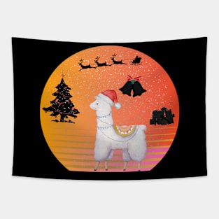 Llama Santa Happy Tapestry