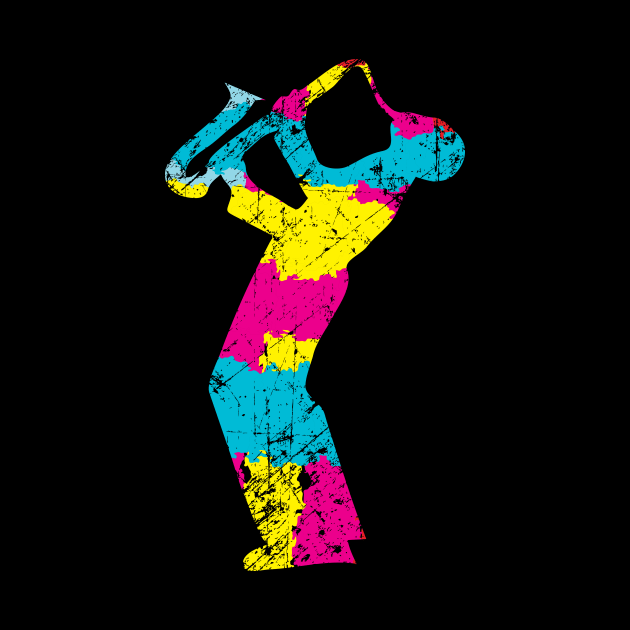 Colorful Pop Art Style Saxophone Musician by jazzworldquest