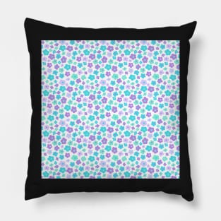 2000s aesthetic small floral flowers ditsy purple turquoise lilac Pillow