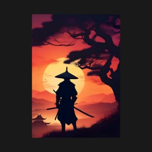 Sunrise silhouette samurai T-Shirt