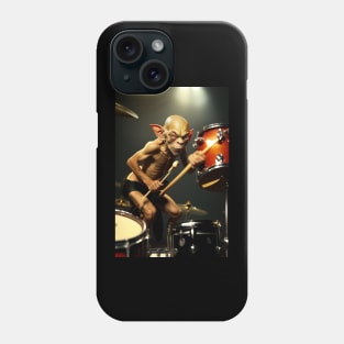 Funny Gollum playing in a heavy metal band graphic design artwork Phone Case